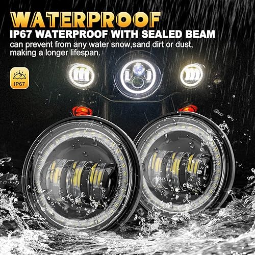 Miniatura 3 de LX-LIGHT lámparas Cree LED para niebla, 2 unidades, cromadas, de 4.5 pulgadas para motocicletas Harley Davidson