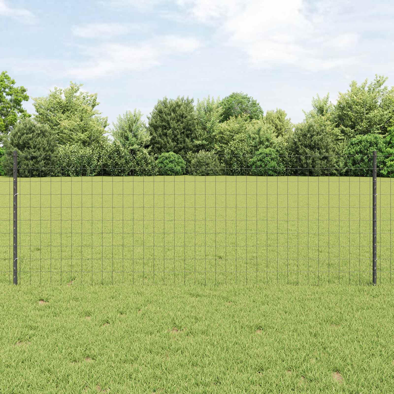 vidaXL Ogrodzenie Euro z słupkiem 25 x 0,8 m Stal pokryta PVC Szary