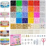 LZOUOWO 5300Pcs Clay Perles Bracelet Making Aesthétique Kit, avec perles de lettre pour bracelet d'amitié, perles d'espaceur -Pearl -Charmes pour la fabrication de bijoux, artisanat Cadeau pour les filles Ages 8-12