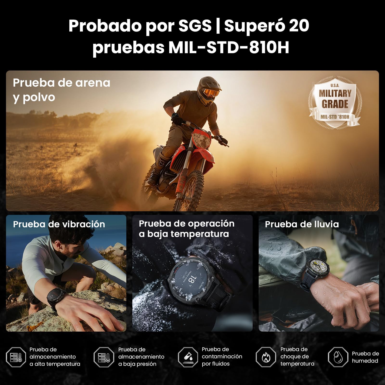 KOSPET Tank T4 Special Edition Smartwatch, Reloj Robusto AMOLED 1,43” con GPS y mapas Offline, 10ATM para Buceo Libre, batería 50 días, Llamadas Bluetooth (2 Correas)-Negro