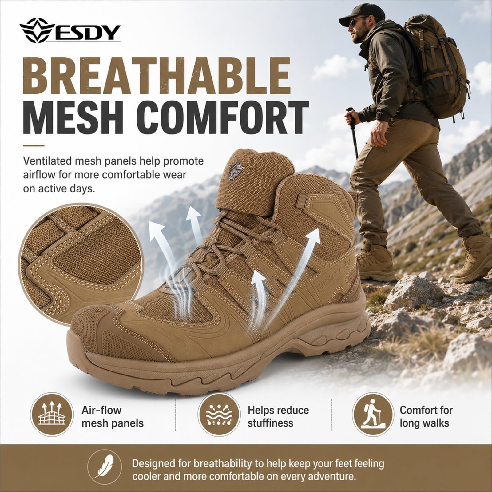 Botas de Montaña Impermeables de Cuero Calzado de Trekking Táctico Unisex