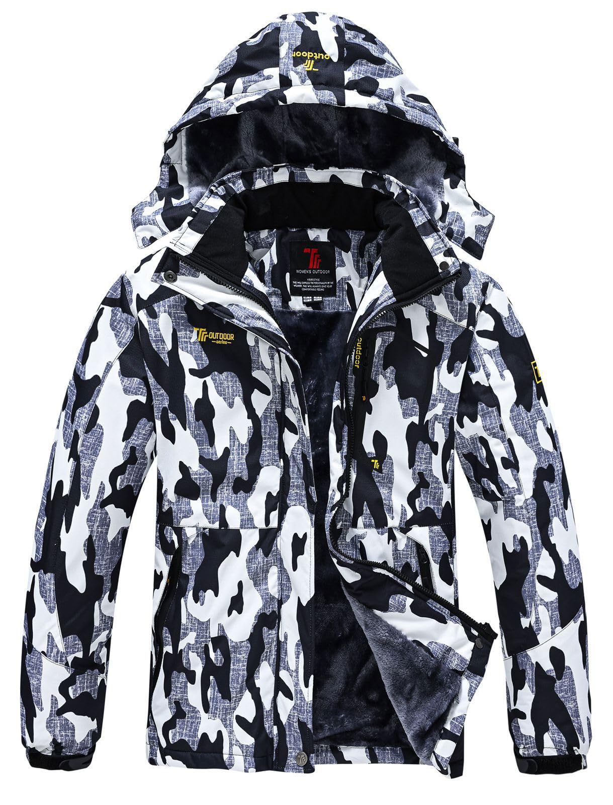 Rdruko Winterjacke Damen Wasserdicht Skijacke Snowboardjacke mit Kapuze | Winddicht Atmungsaktiv Schneejacke Softshelljacke Fleece Gefüttert Verdickt Wanderjacke Winter Outdoor Jacken