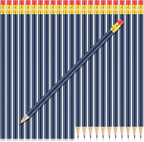 Lápices redondos HB, 24 lápices de grafito, lápices de madera con borrador, paquete de lápices para dibujo escolar, bocetos, suministros de oficina