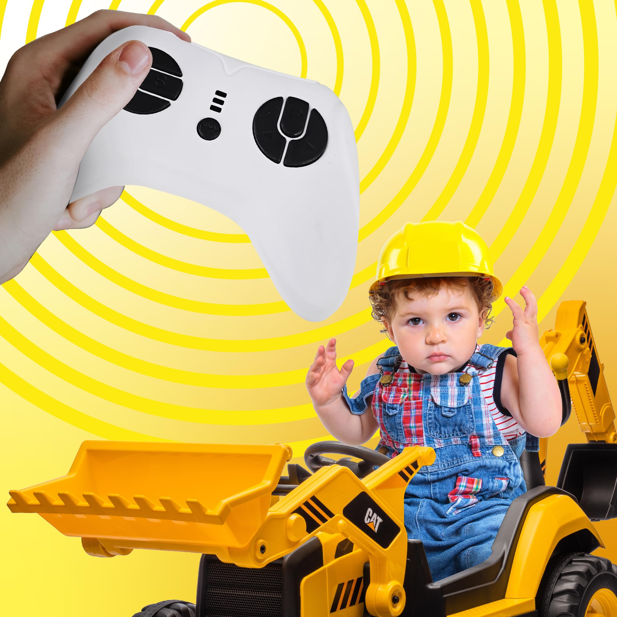 sun baby Elektryczna koparka i ładowarka od 3 roku życia, samochód budowlany dla dziecka z odtwarzaczem mp3, pilotem zdalnego sterowania, klaksonem, dźwiękiem silnika