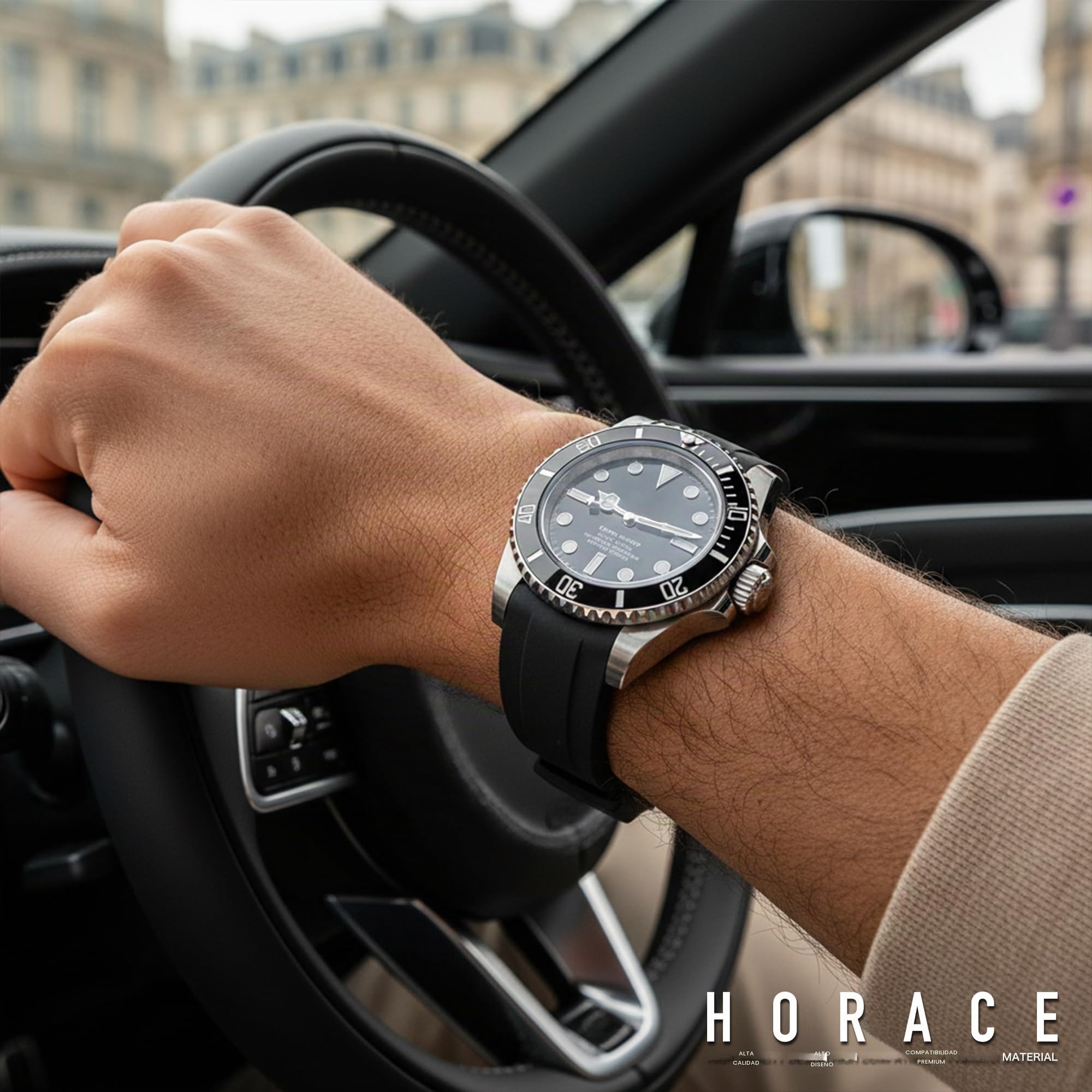 HORACE Correa de Reloj 20 mm de Caucho FKM Premium – Suave, Impermeable y Duradera – Compatible con Rolex Submariner 40 mm