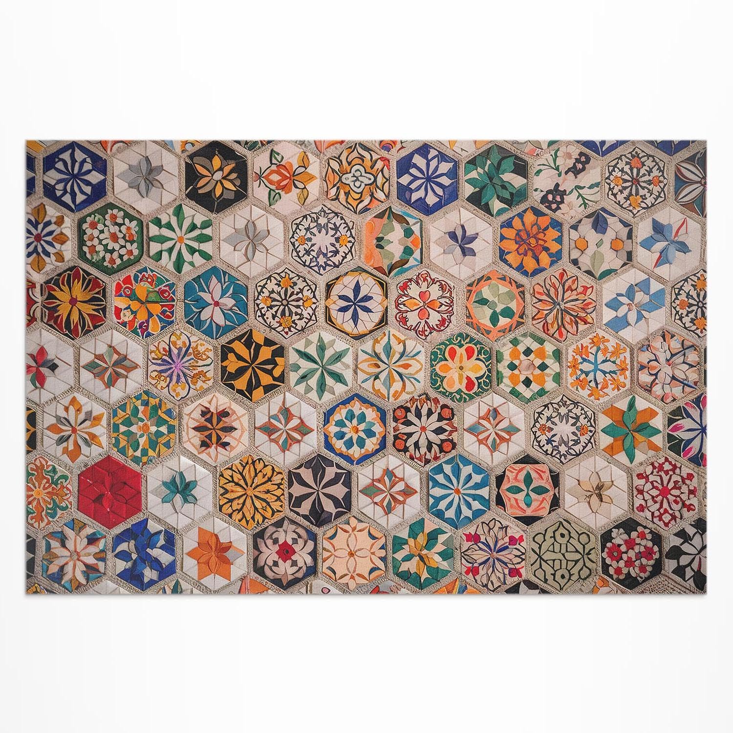 Tapis en vinyle 140x210 cm mosaïque colorée extérieur résistant