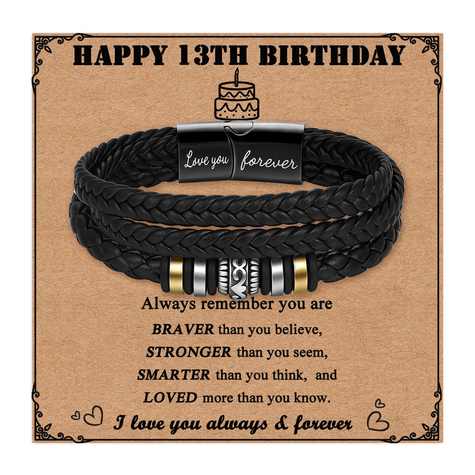 Regalos para sobrino pulsera de cuero y acero para instituto 7