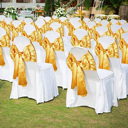 Miniatura 5 de Paquete de 30 manteles de satén dorado de 12 x 108 pulgadas, manteles de seda rústicos para boda, graduación, despedida de soltera, fiesta de