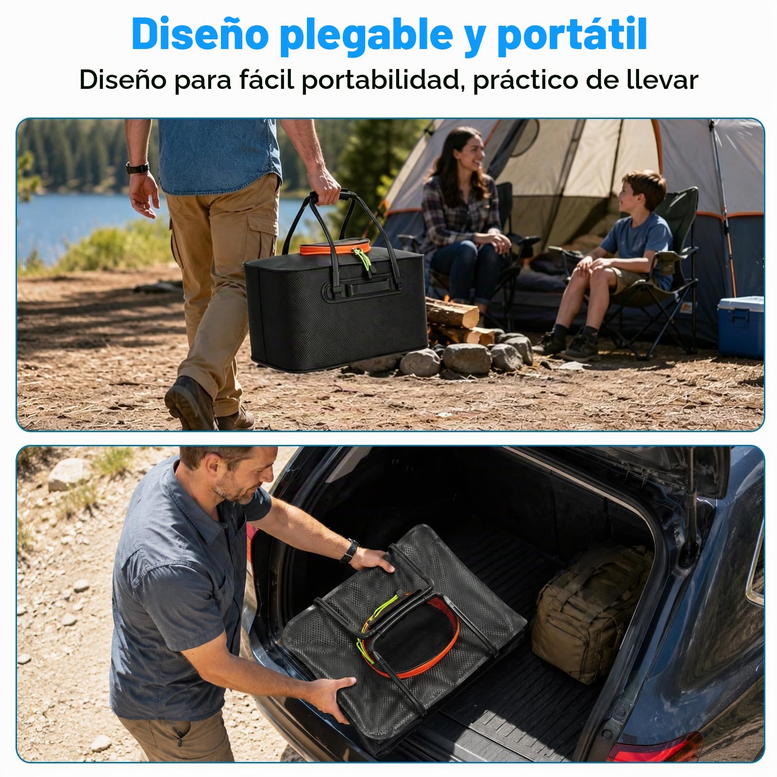 Bluepro Sistema de nebulización portátil de 50 pies para enfriar, rociadores para patio exterior con tanque plegable de 5.8 galones/22 L, bomba de 5200 mAh (IPX8) y 8 boquillas de latón ajustables