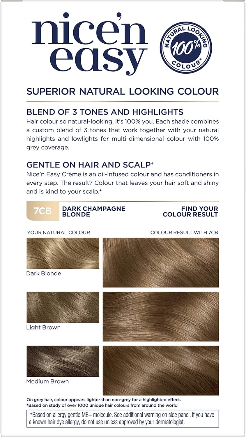 Clairol Nice'n Easy Crème, Natural Looking Oil Infused Permanent Hair Dye, 7CB Cool Beige Blonde, New Name Same Shade - Image 3