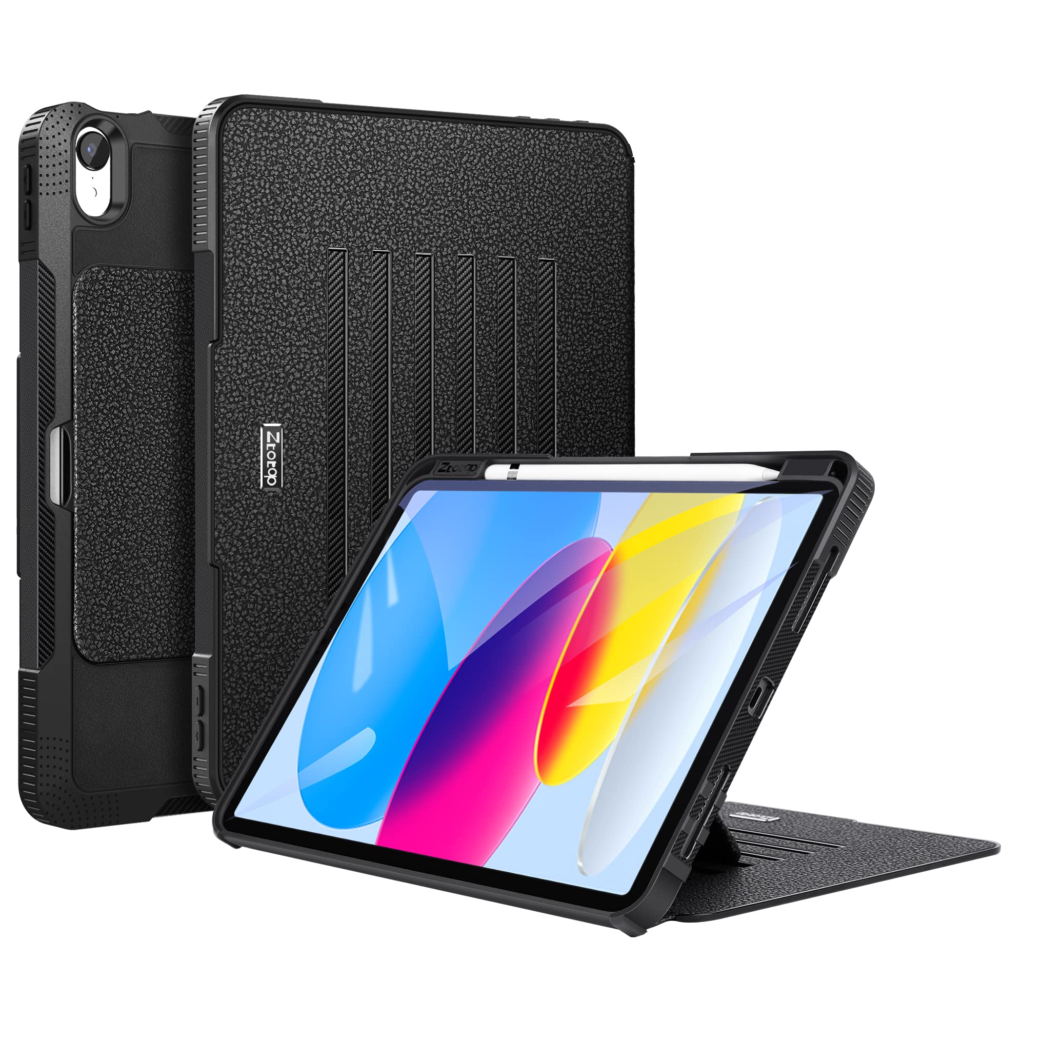 ZtotopCasesiPad Air 6th Generation 2022 Full Body Protective Case, Black