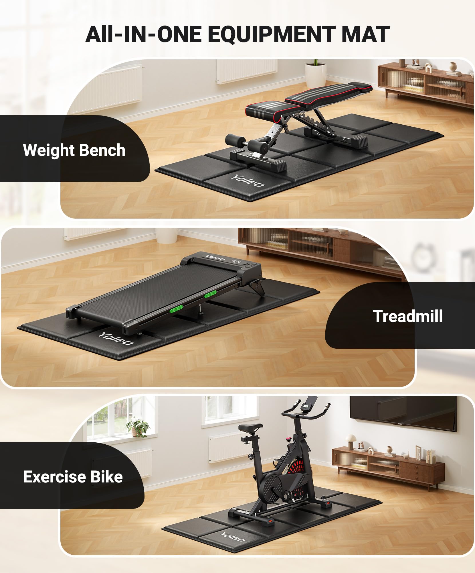 Adjustable 660LBS Weight Bench, Foldable Workout Bench with Extended Head/Neck Protection/Spine Support for Bench Press, Fast Folding Design(Gym Mat+660LBS Weight Bench)