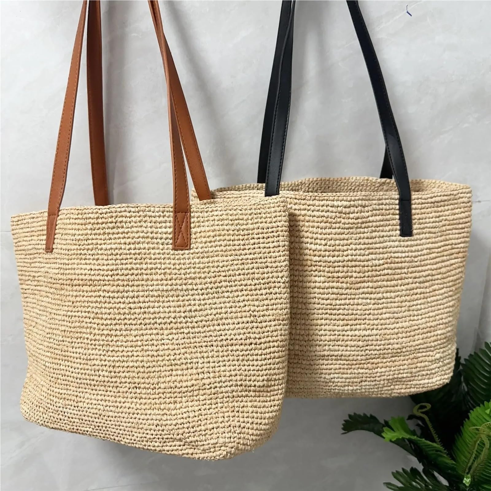 Bolso de Playa Trenzado Bolso tejido de hierba for mujer, bolso playa gran capacidad for vacaciones verano, hombro