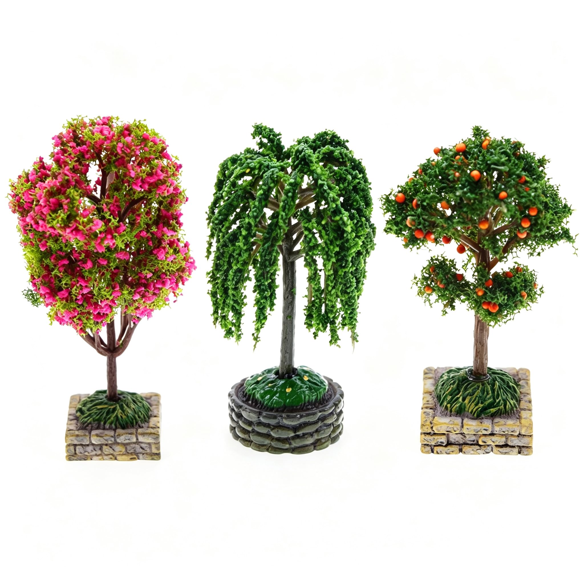 WEKVLPTH 3 Pcs Tiny Model Trees, 2.9-4.1'' Diorama Trees Grass Mini Fake Miniature Trees Diorama Materials Kit for Craft Model Train Fairy Village