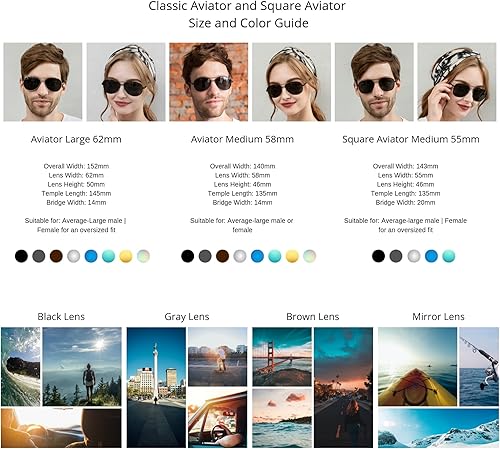 Miniatura 5 de J+S Lentes de sol de aviador cuadrados clásicos de estilo militar, polarizados, 100% protección UV para hombres y mujeres