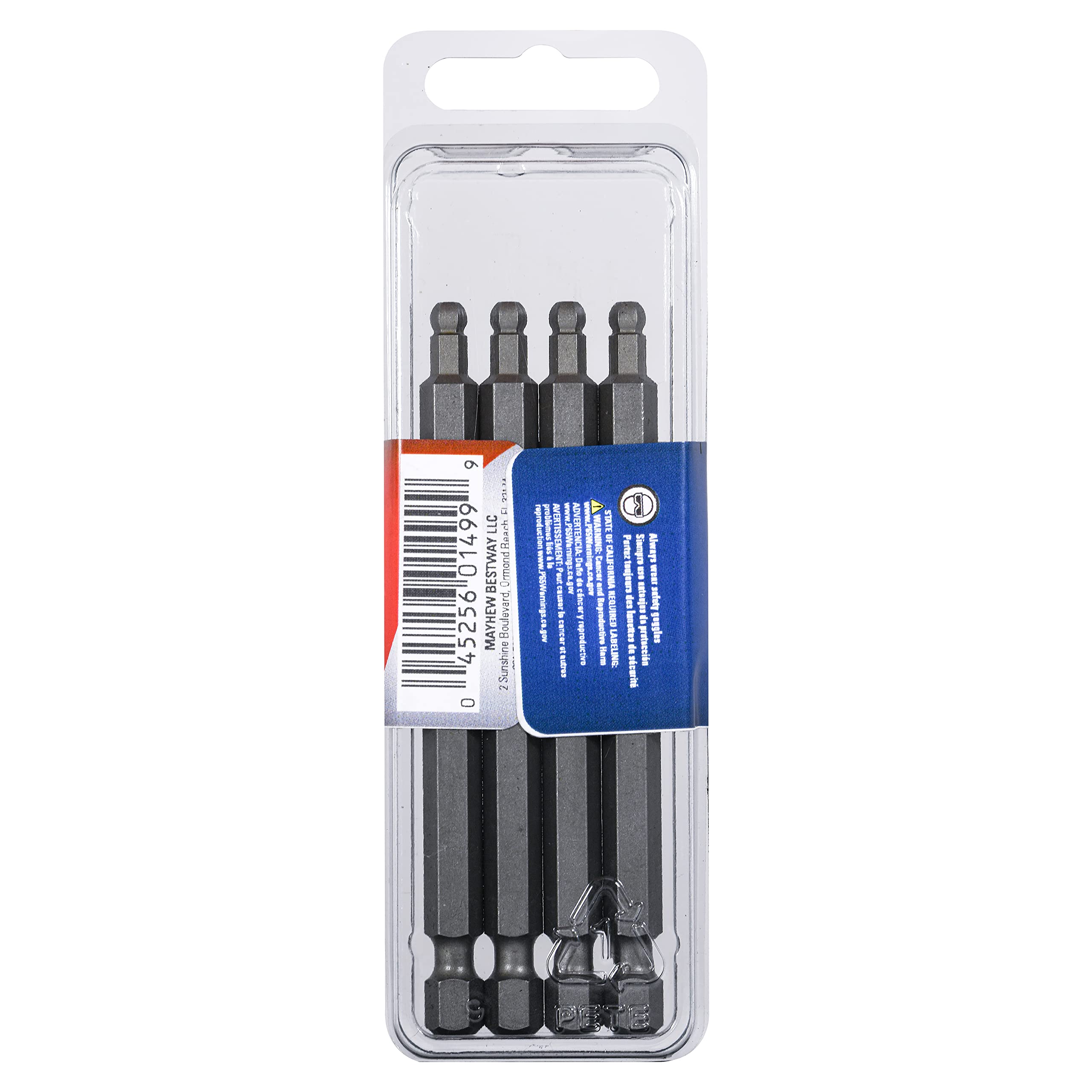 4 Stück Sechskant-Bits Metrisch – Kugelkopf, 5 Mm, 8,9 Cm Lang – Made In USA Aus S2-Stahl
