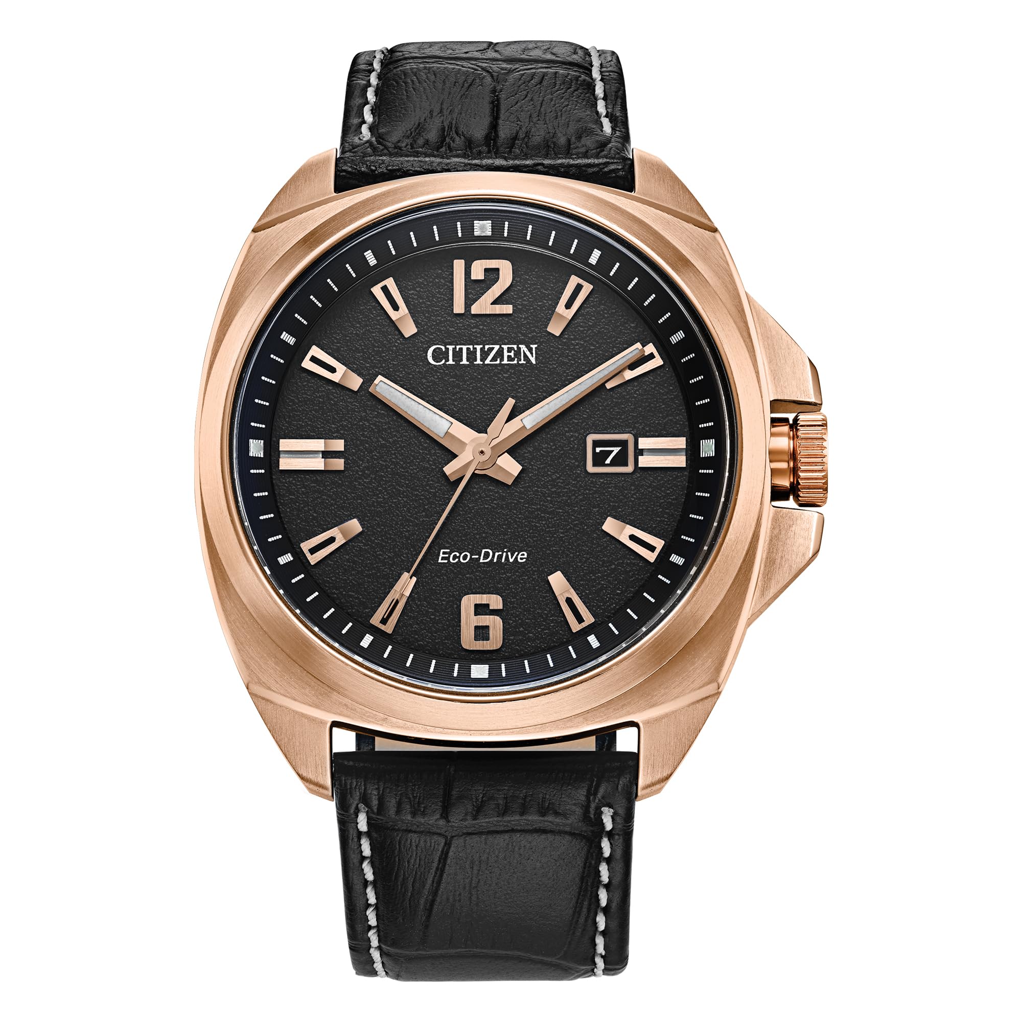 Citizen Men's Gold /Black Eco-Drive Rose Plated Strap Watch - W38259 Aw1723-02E