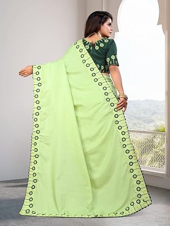 Women's Dola Silk Embroidered Designer Saree (MC 01)
