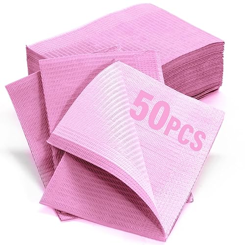 Miniatura 25 de LA MIERE 100P Baberos Dentales Desechables Rosa de 13 x 18 pulgadas - Hoja de Babero para Tatuajes Impermeable de 3 Capas, Cubierta de Bandeja