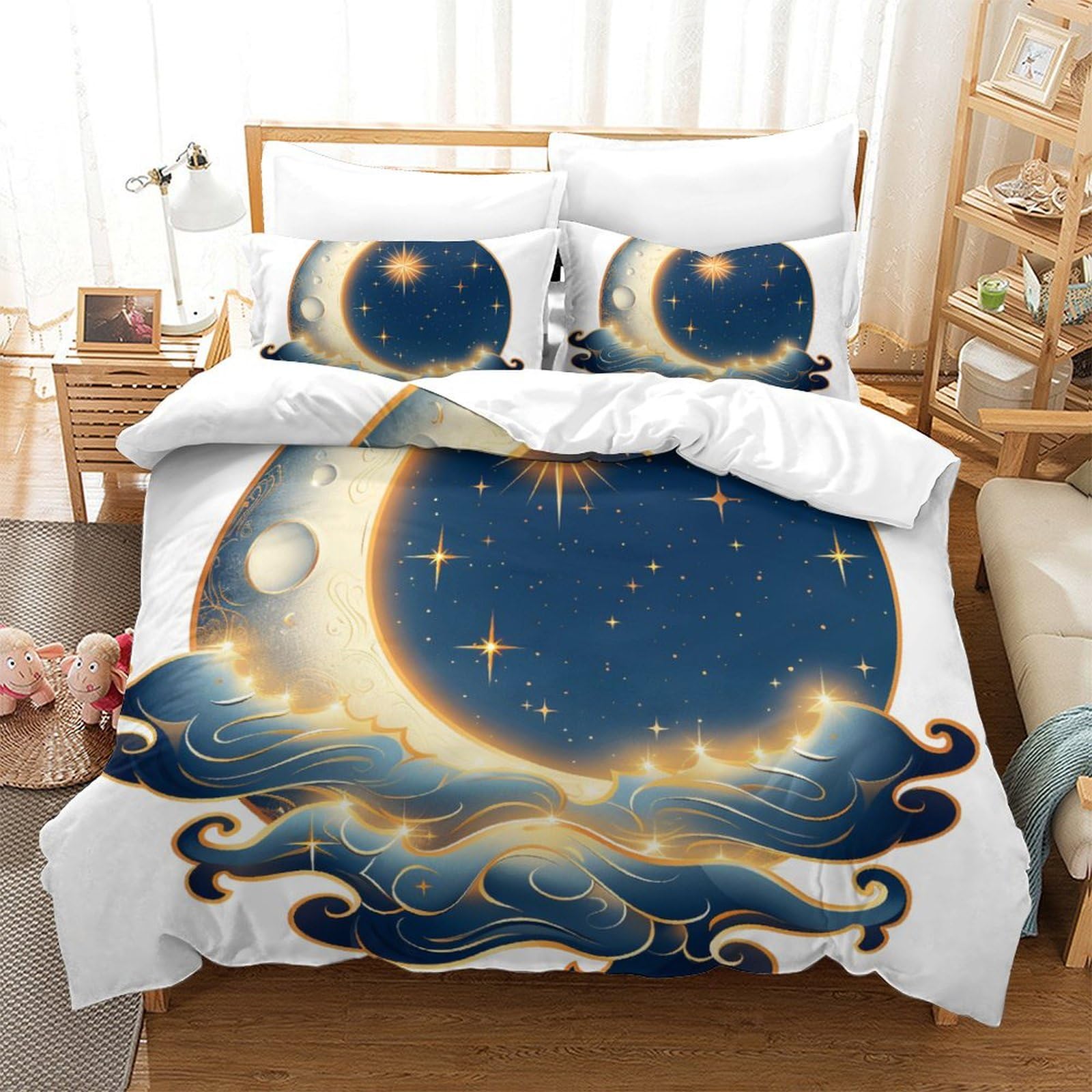 Ensemble de literie 3D La Belle Lune zippé pour éliminer la corvée du changement de couette