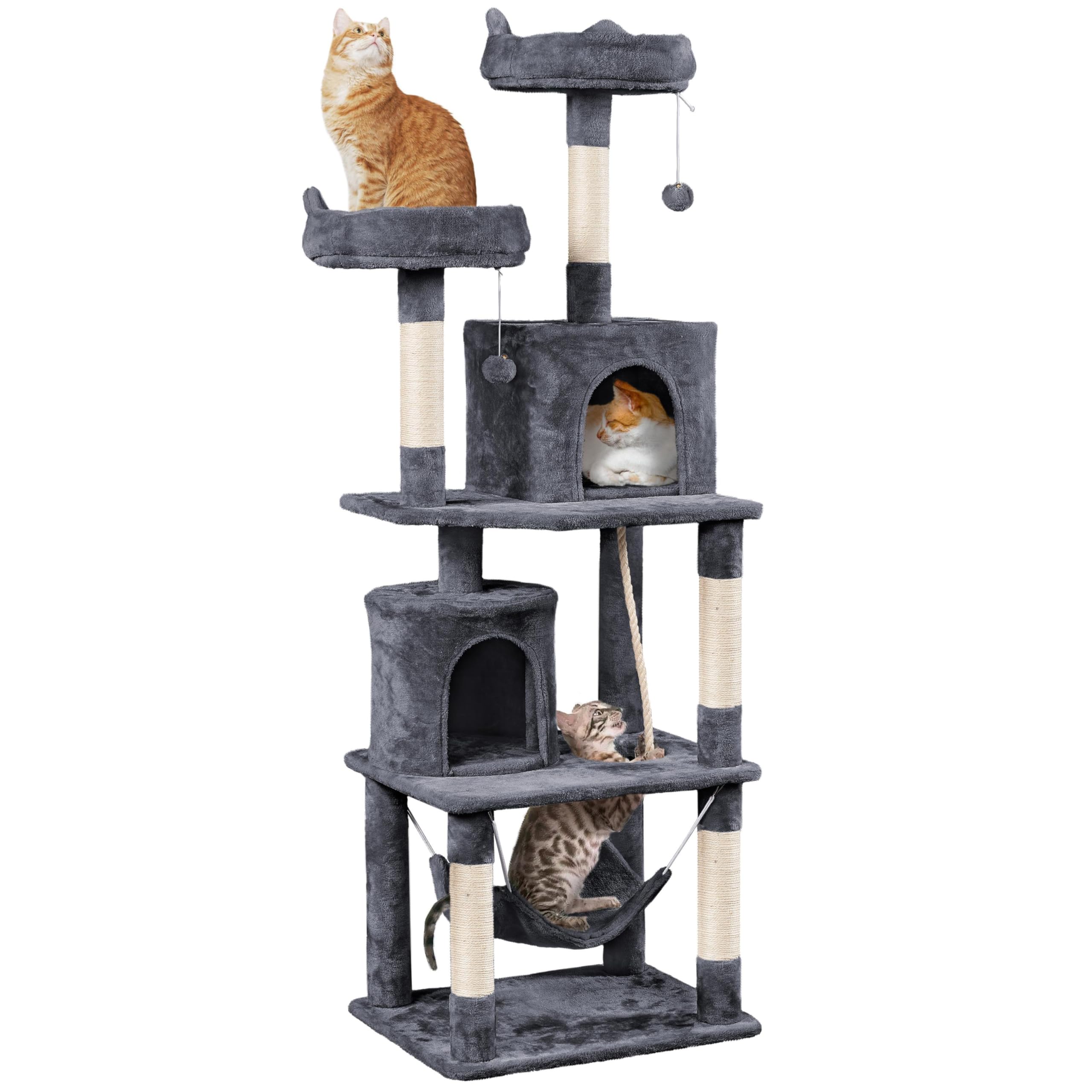 Yaheetech 70.5in Cat Tower, Multi Level Cat Tree Kitten Condo with 2 Condos & 2 Plush Perches & Scratching Post & Dangling Ball for Medium/Large Cats