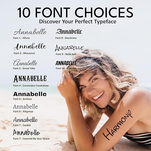 Miniatura 6 de Tatuajes temporales realistas personalizados, diseños de texto con nombre personalizado, crea tus propios tatuajes falsos para adultos, hombres y