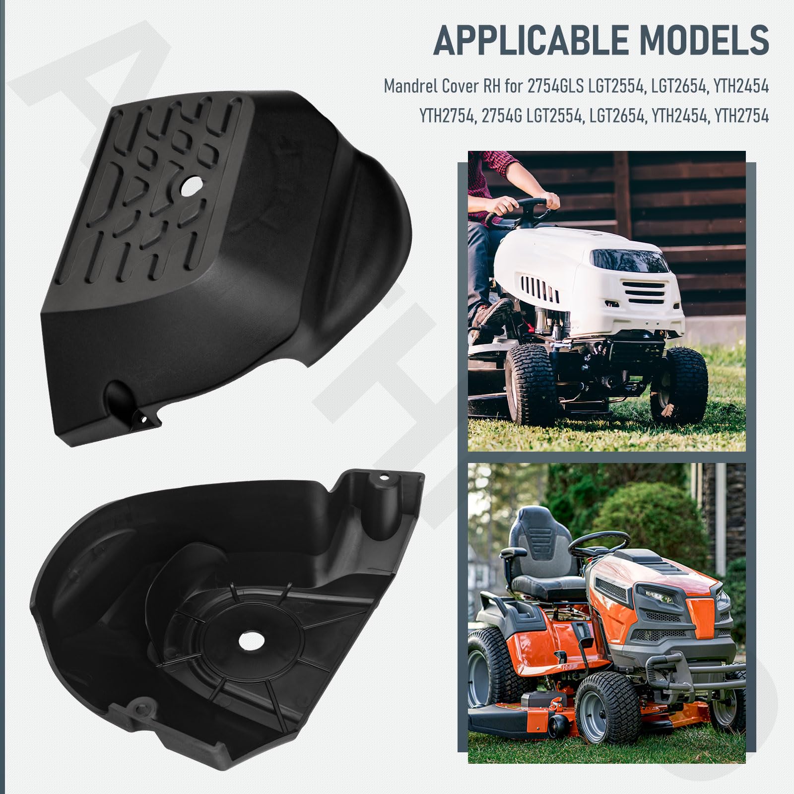 AMTHKNO 532196066 Mandrino di Copertura SX e 532197181 Coperchio mandrino DX Compatibile con Modelli Husqvarna, (RH) per 2754G, LGT2554, LGT2654, YTH2454, YTH2754