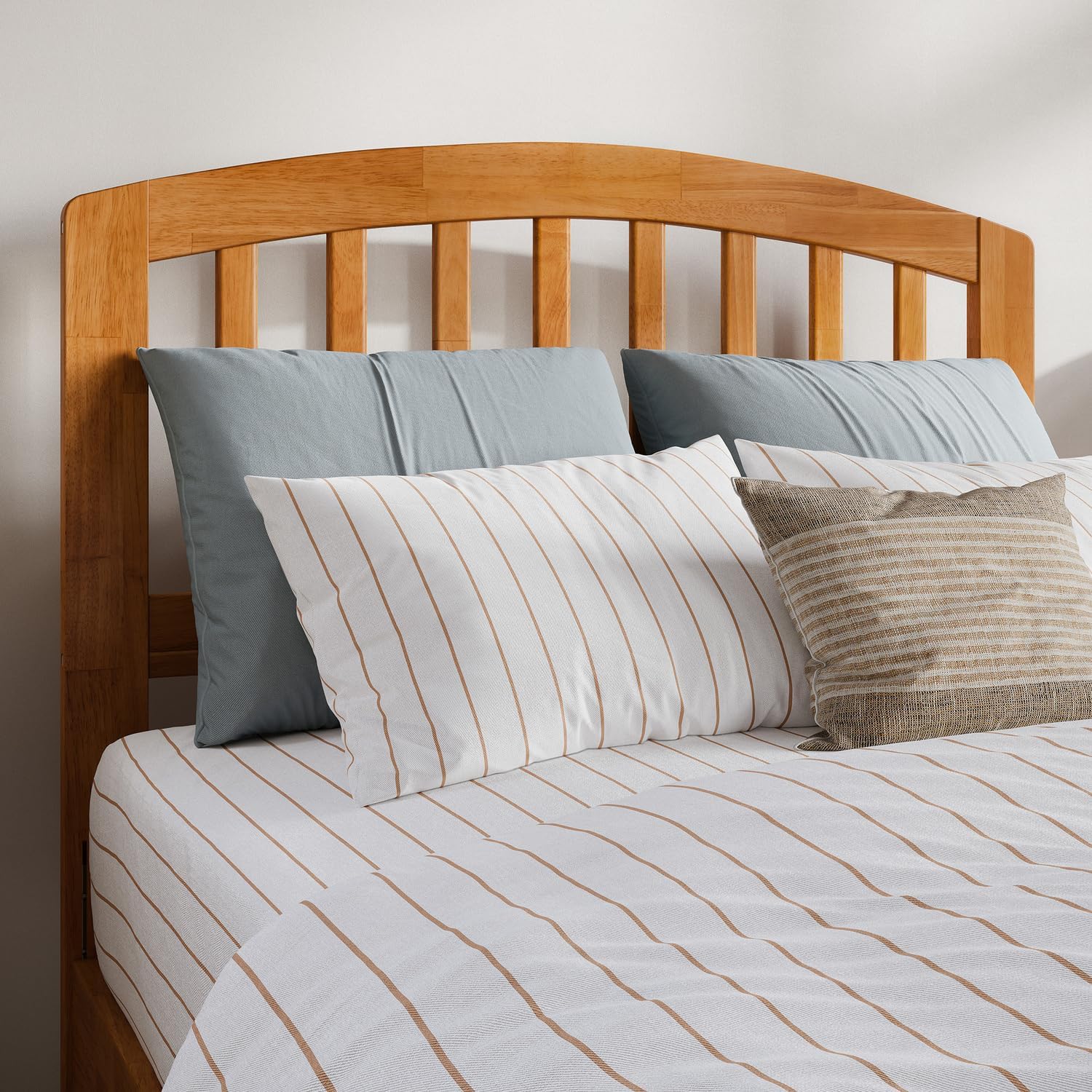 HomeStock Classic Wood Headboard with USB Charging Bedroom Furniture Twin/Light Toffee