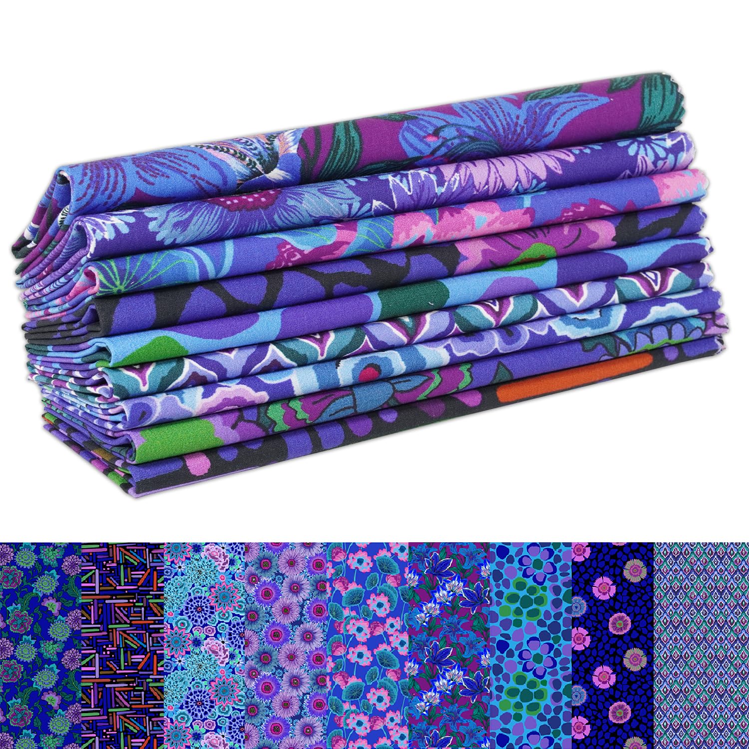 Soimoi 9 Pezzi Fat Quarter Bundle Tessuto di Cotone 100%, Forniture per Fai da Te Tessuto Patchwork Quilting, Tessuto per Cuscini Patchwork Quilting Tessuto di Cotone per 18" x 22" - Blue Harmony