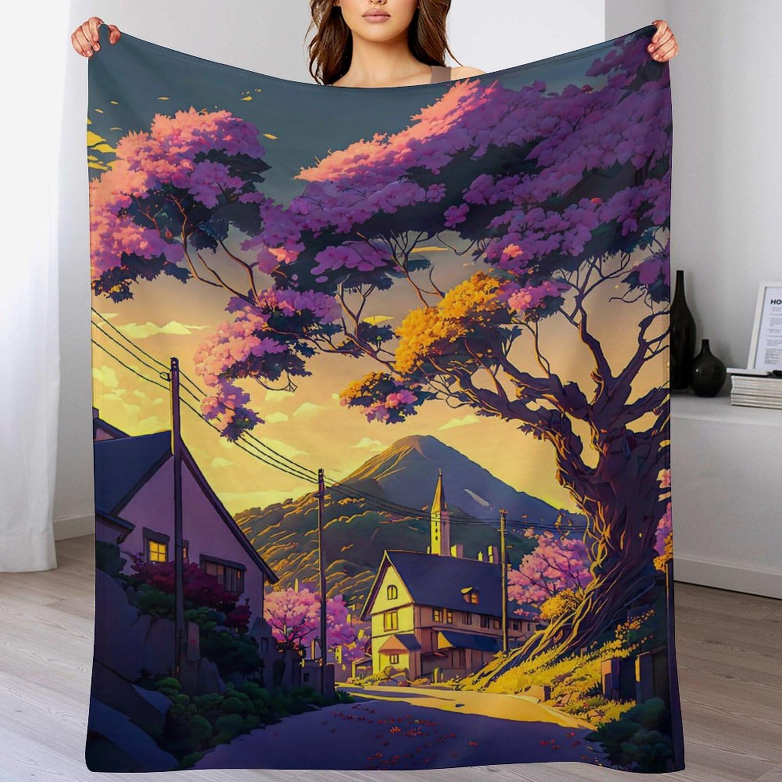 Couverture en flanelle de haute qualité plaid style japonais 140x180cm au toucher doux