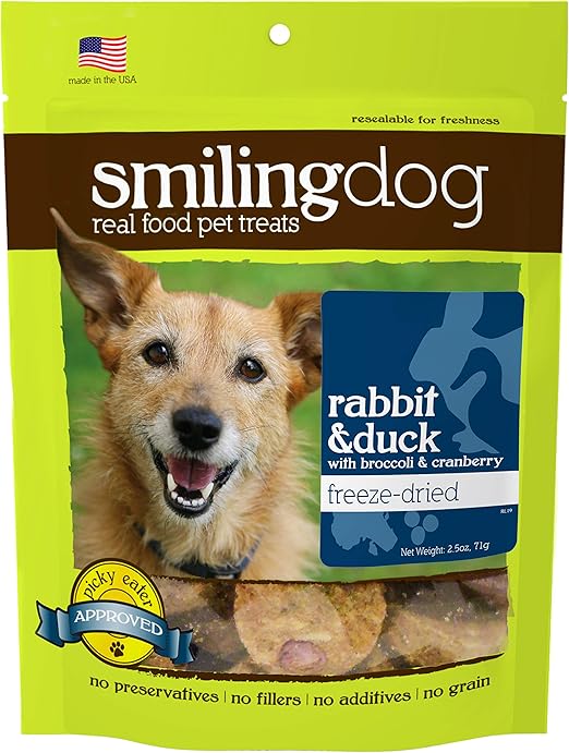 Herbsmith Smiling Dog Treats Freeze Dried Raw Rabbit
