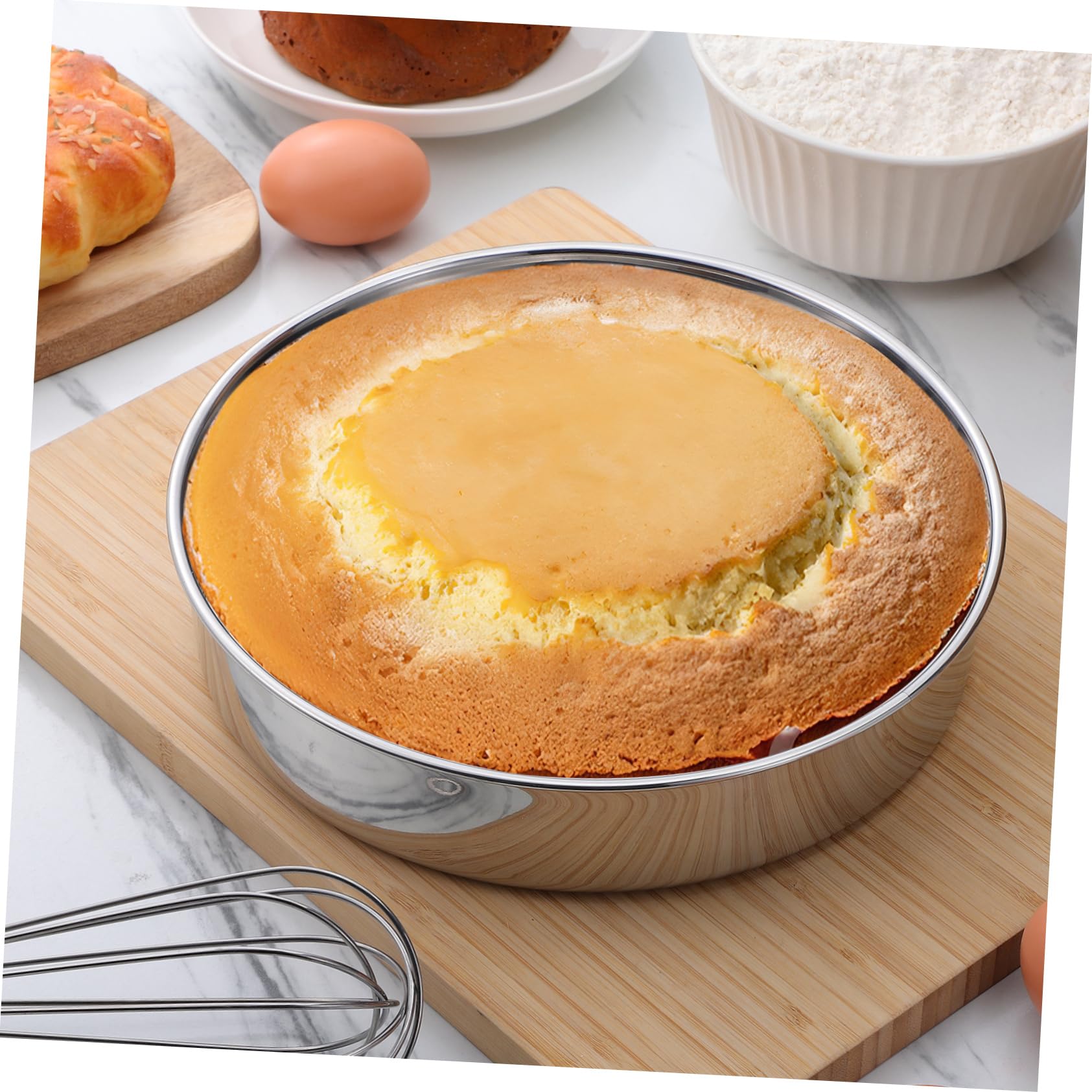 Mobestech 2pièces Lot De Moules à Gâteau Ronds Acier Inoxydable Pour Cuisson Et Service Plats