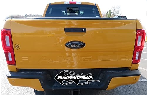 Calcomanía de vinilo con la bandera estadounidense de Estados Unidos, parte trasera trasera media, para ventana corrediza con y se adapta a Ford