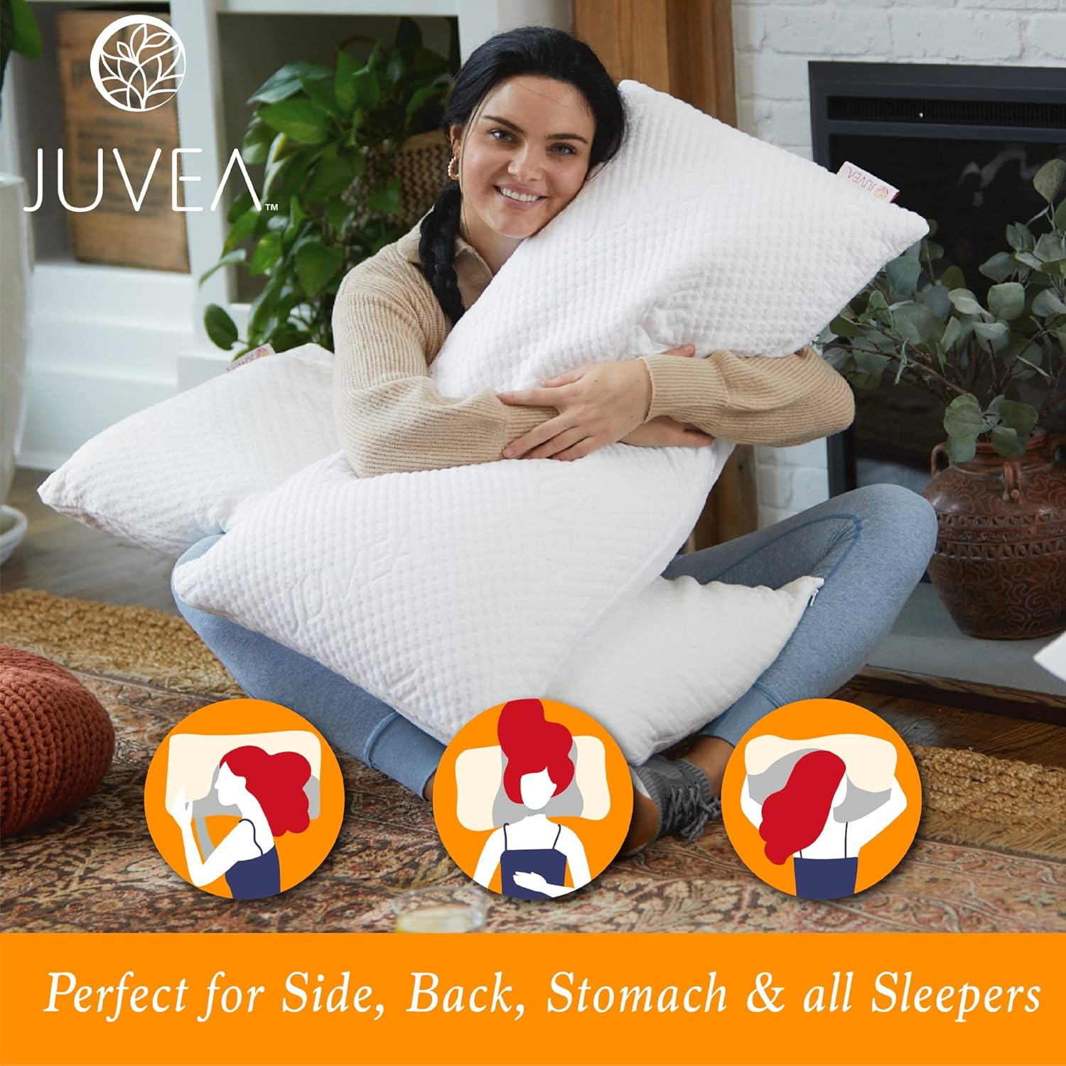 Limited Discount JUVEA – 100% Natural Talalay Latex Sleeping Bed Pillow – Luxury, Medium Firmness Standard Pillow for Side, Back, and Stomach Sleepers - Removable Breathable Cotton Cover