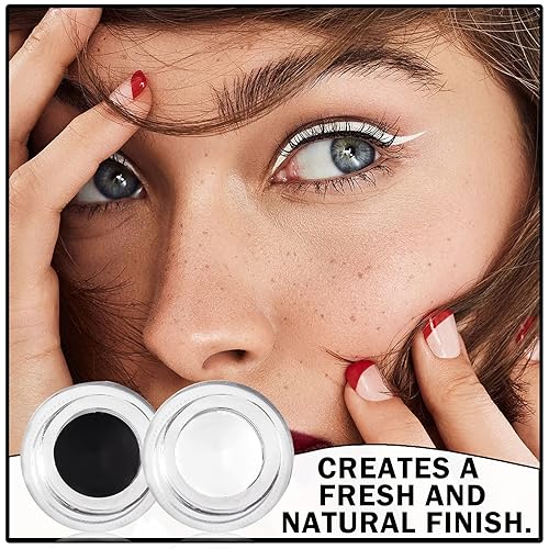 Miniatura 7 de IONSGAKO Juego de crema delineador de ojos de gel blanco y negro, crema para cejas no se decolora fácilmente, de larga duración, impermeable, 2 en