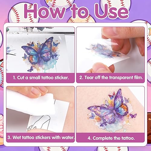 Miniatura 3 de Tatuajes temporales con temática de béisbol – Más de 200 decoraciones de fiesta de cumpleaños de béisbol, regalos de calcomanías de tatuaje con