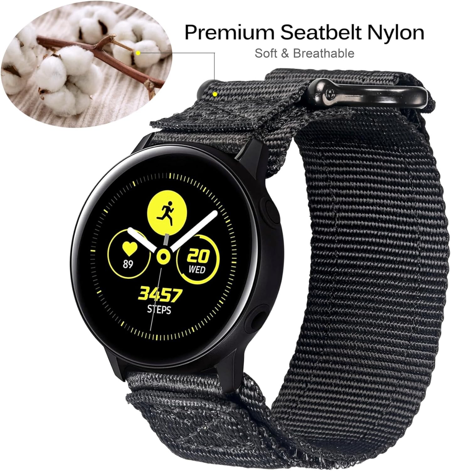 20mm Quick Release Watch Band Compatible with Amazfit Active 3/2, AMAZTIM C20/ C20 Pro, Kospet Tank M1/ M1 Pro Military Smart Watch,Hook and Loop Nylon Replacement Strap