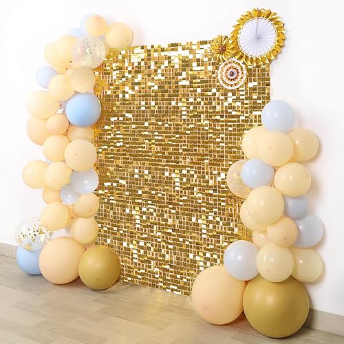 Miniatura 7 de Paneles de fondo de pared dorados brillantes con purpurina, decoración de pared con lentejuelas brillantes, 12 paquetes de telón de fondo de pared