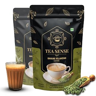 TEA SENSE Shahi Elaichi Chai | 500 g | Aromatic Strong Blend | Assam CTC, Real Cardamom, Elaichi | Chaipatti, Tea Powder