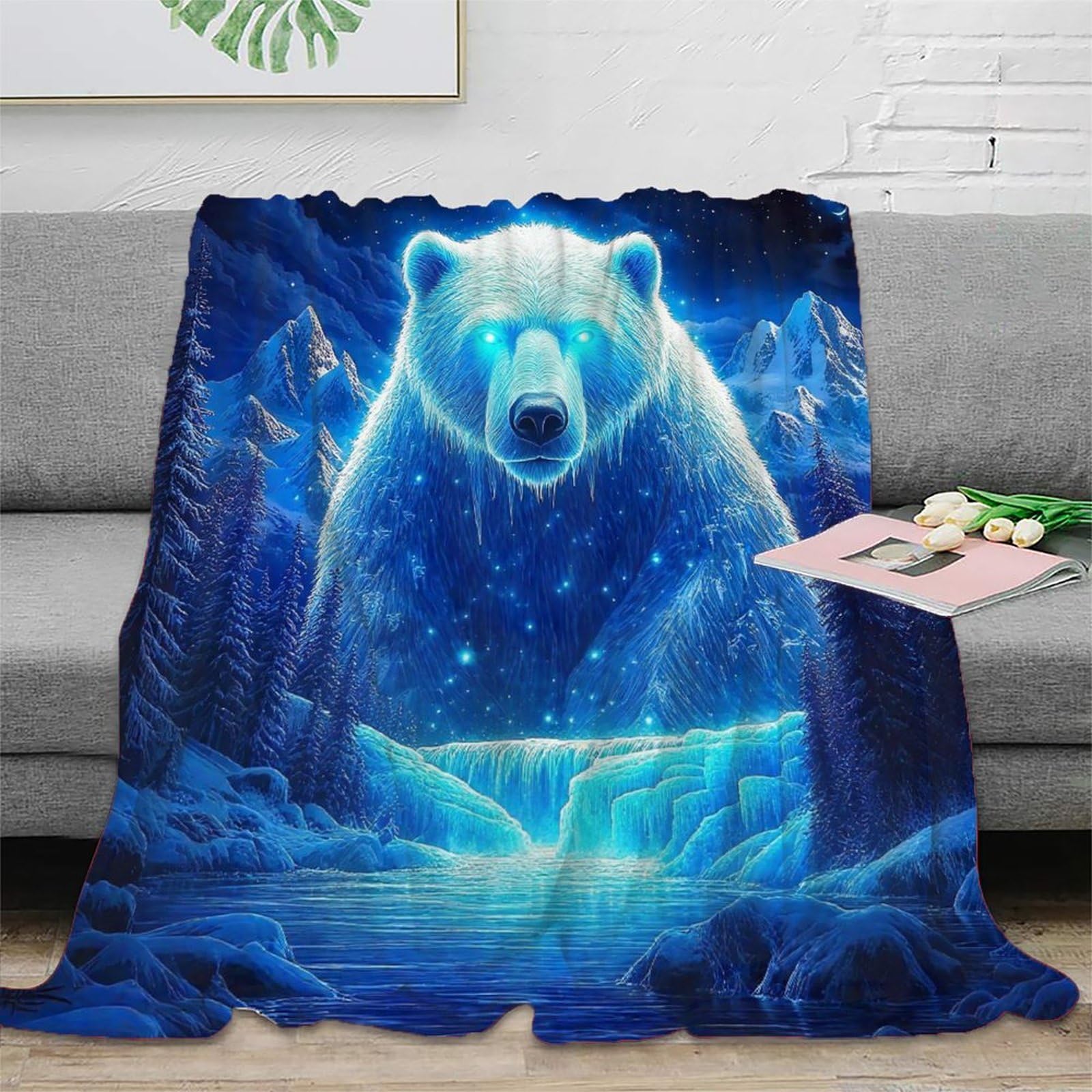Couverture ours polaire contre le froid : housse de canapé douce en microfibre