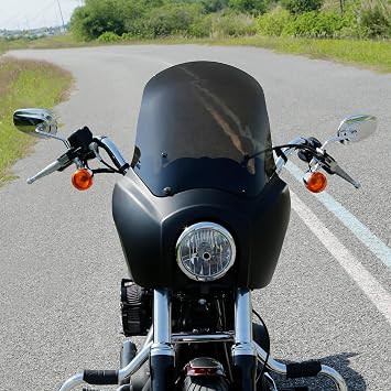 Front Fairing with Windshield for Harley Dyna Fat Street Bob 2006-2017 Matte Black+Smoke