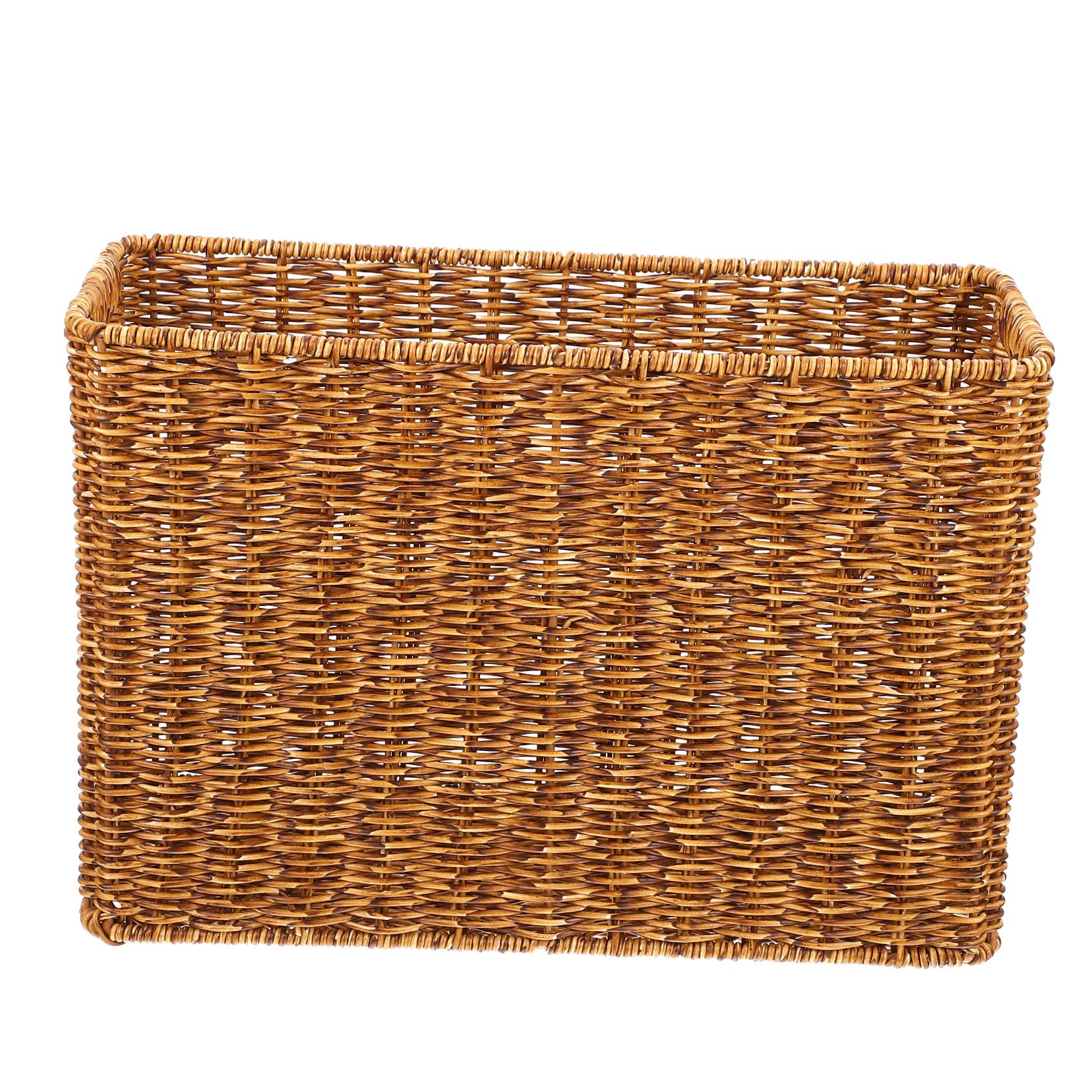 Panier de rangement tissé rectangulaire en imitation rotin pour bureau et snacks
