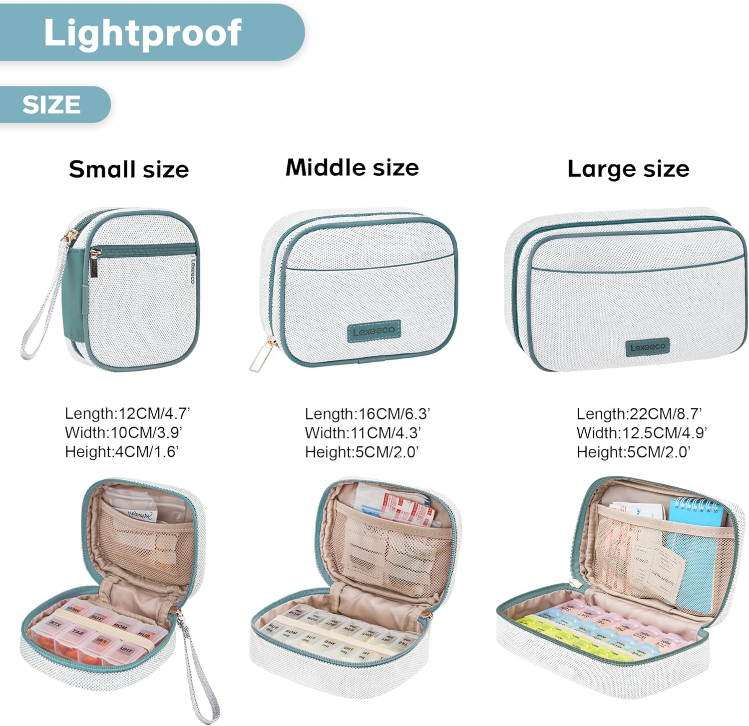 Weekly Travel Pill Organizer Pill Case for Purse with Removable 7 Day Pill Box Holder,Cute Medication Organizer Pill Container for Medicine, Vitamin, Fish Oils,Supplement (Teal, Small) - Image 4