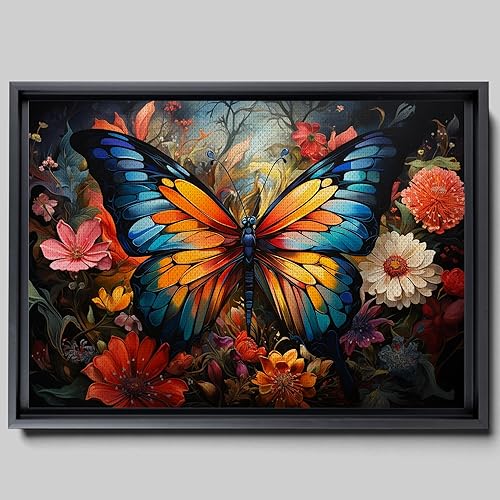 Flourishing Wings, Colorful Butterflies & Floral Wall Art Print, Inspired by Mexico Folk Art, Vibrant Butterfly Home Decor and Tile Artwork, Decor