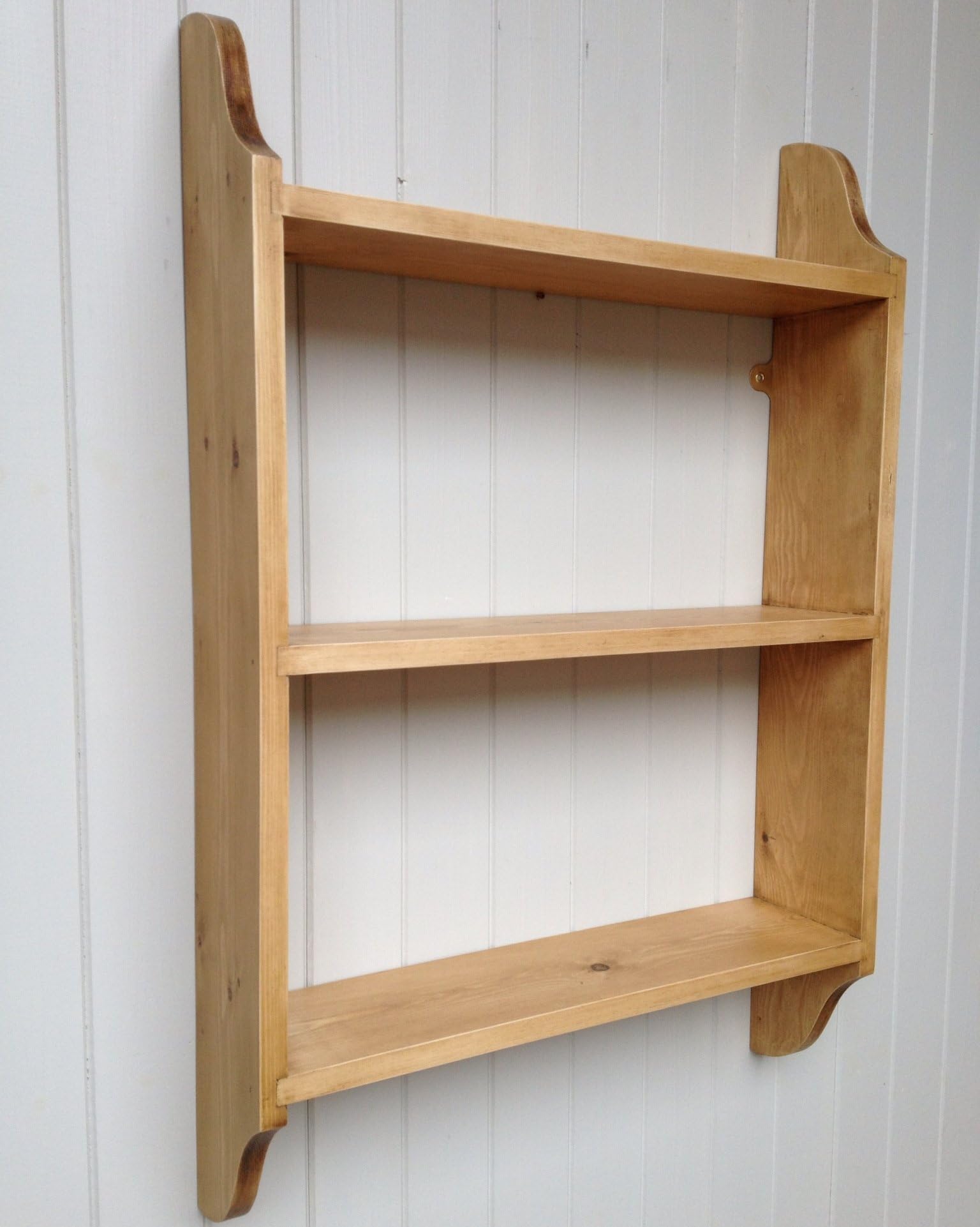3 Tier Wall Shelf - 18" wide - Shabby Chic Distressed White Wash