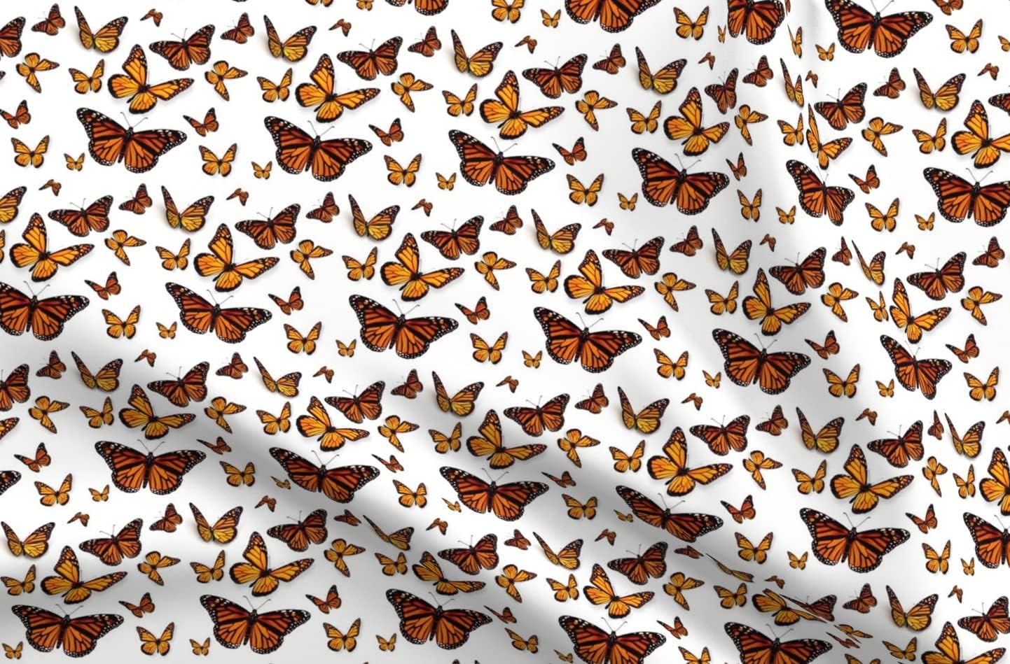 Spoonflower Fabric - Monarch Butterflies Butterfly Orange Nature Bug Insect Printed on Satin Fabric by The Yard - Sewing Lining Apparel Fashion Blankets Decor