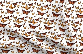 Spoonflower Fabric - Monarch Butterflies Butterfly Orange Nature Bug Insect Printed on Petal Signature Cotton Fabric Fat Quarter - Sewing Quilting Apparel Crafts Decor