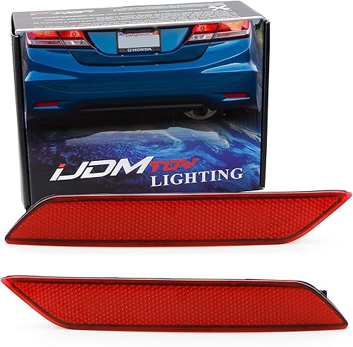 iJDMTOY Lentes reflectoras de parachoques trasero de lente roja compatibles con Honda Civic Sedan 2013-2015 9 generación, ensamblaje LH RH con