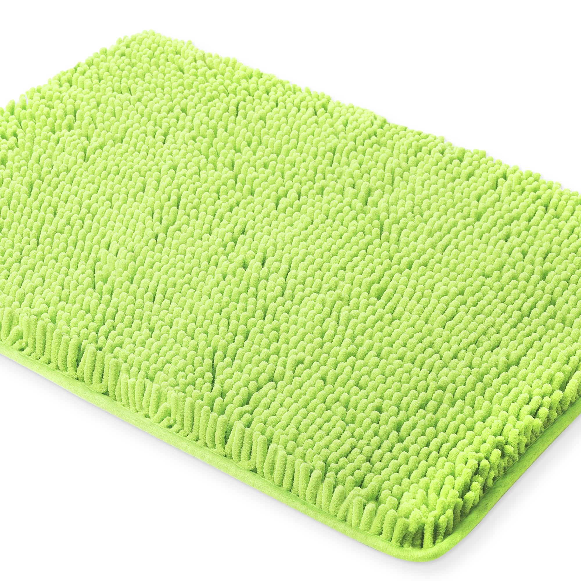 Yeaban Chenille Bathroom Rugs Non-Slip Thick Plush Bath Mat - Absorbent Washable Bath Rugs for Bathroom Shower Sink(Apple Green, 20" x 32")