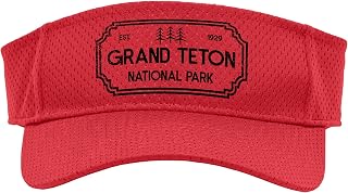 Grand Teton National Park Travel Camp Hiking Sport Sun Visor, Youth, One Size, Red